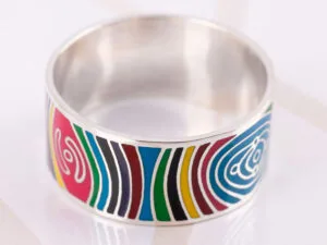 ANILLO DE PLATA ZEBRA MULTICOLOR