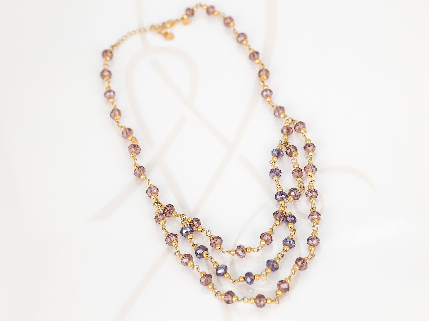 COLLAR SIN DIJE ORO LAMINADO TRIPLE SENCILLO CRISTAL