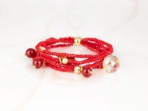 PULSERA CON DIJE ORO LAMINADO PIEDRA CORAZON CRISTAL