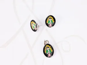 JUEGO PLATA VIRGENCITA DISTROLLER ESMALTADO