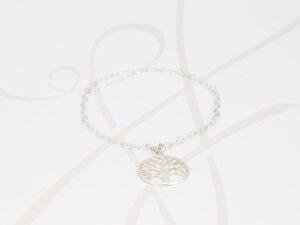PULSERA CON DIJE PLATA ARBOL VIDA CADENA