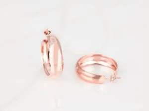 ARRACADA RECUBRIMIENTO DE ORO ROSA CURVA ANCHA LISO