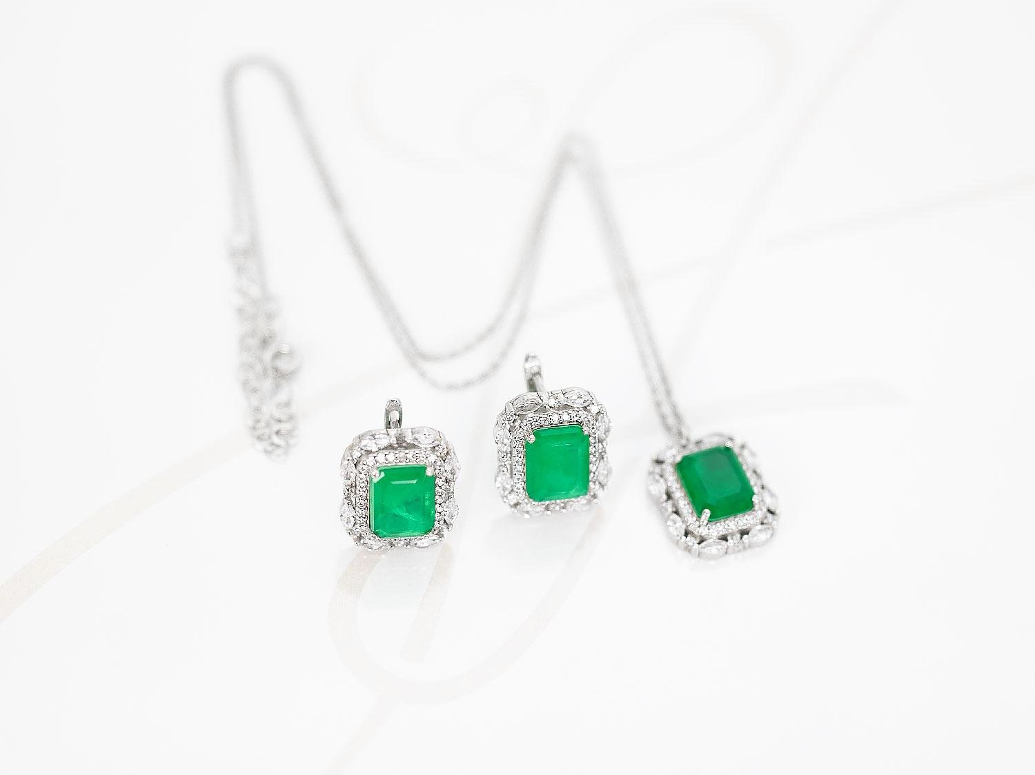 JUEGO PLATA RODIZADA TURMALINA VERDE CON CADENA MARCO TOPACIO BLANCO