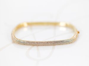 PULSERA PLATA ORO CUADRADA MICROPAVE ZIRCONIAS 5A