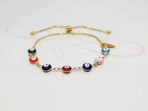 PULSERA SIN DIJE OJO TURCO AJUSTABLE MULTICOLOR