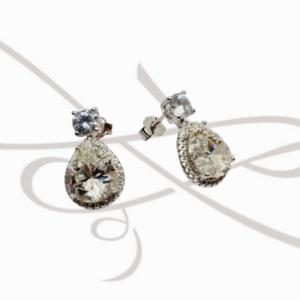BROQUEL PLATA RODIZADA GOTA Y CIRCULO MOISSANITE