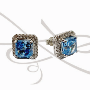 BROQUEL PLATA RODIZADA CUADRADO CON HALO BLUE DIAMOND