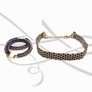 JUEGO PULSERA Y ARRACADA GRANDE AZUL MIYUKI