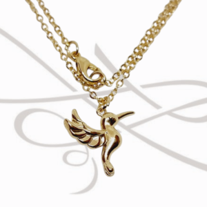 COLLAR CON DIJE ORO LAMINADO FIGURA COLIBRI