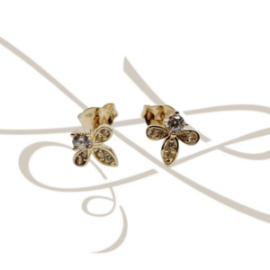 BROQUEL ORO 10K ZIRCONIA PETALOS