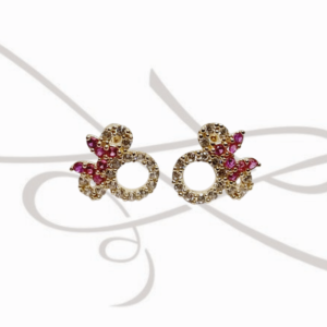 DORMILONA ORO 10K ZIRCONIA MINNIE MOÑO ROSA