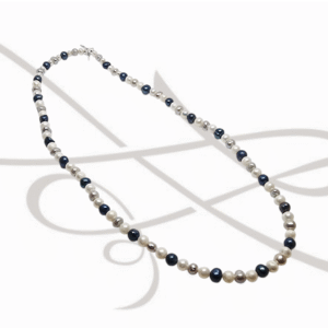 COLLAR SIN DIJE PLATA MULTICOLOR PERLA LISO