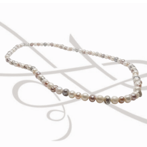 COLLAR SIN DIJE PLATA BICOLOR PERLA LISO