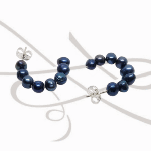 ARRACADA PLATA AZUL PERLA MINI LISO