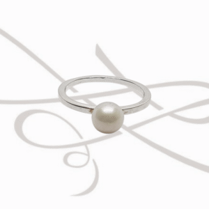 ANILLO PLATA PERLA SOLITARIO LISO