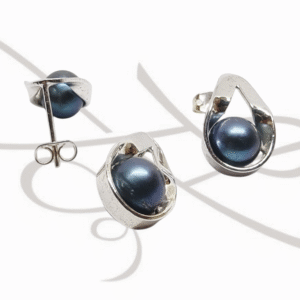 JUEGO PLATA AZUL PERLA FIGURA GOTA