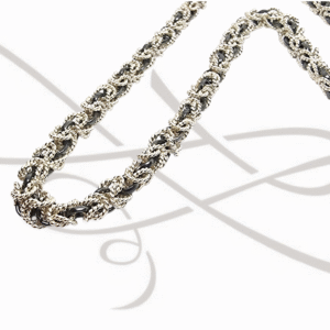 COLLAR SIN DIJE PLATA BICOLOR TEJIDA LISA TRENSADO