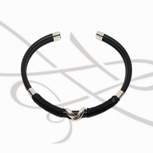 PULSERA CON DIJE PLATA NEGRO PIEL DIJE X