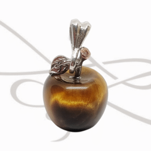 DIJE PLATA FIGURA MANZANA OJO DE TIGRE