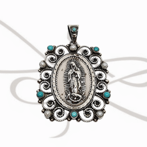 DIJE PLATA RELIGIOSO VIRGEN TURQUESA