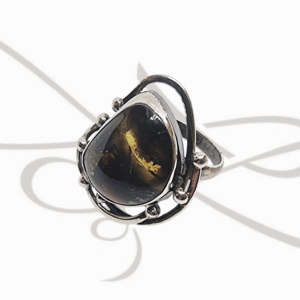 ANILLO PLATA FIGURA D LISO AMBAR