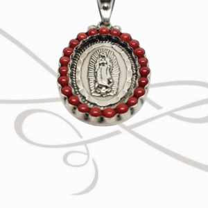 DIJE PLATA RELIGIOSO VIRGEN OVALADA CORAL