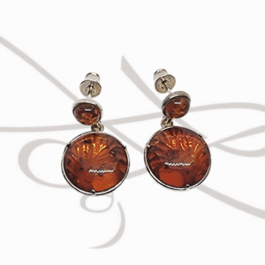 ARETE PLATA LISO CIRCULAR AMBAR