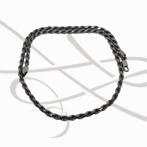CADENA PLATA NEGRA TORSAL ENTRELAZADO