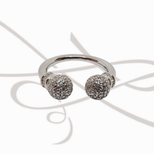 ANILLO PLATA AZUCARADO DOBLE BOLITA