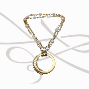 COLLAR CON DIJE ORO LAMINADO PERLA CIRCULO