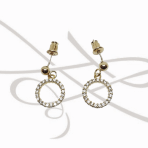 ARETE ORO LAMINADO ZIRCONIA DOBLE CIRCULO