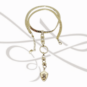 COLLAR CON DIJE ORO LAMINADO FIGURA ESCUDO Y ZIRCONIA