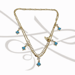 COLLAR SIN DIJE ORO LAMINADO FIGURA ROMBOS Y AGATA