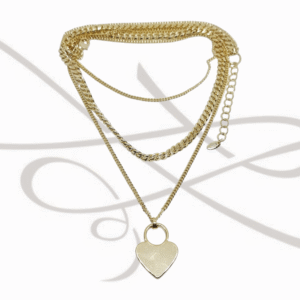 COLLAR SIN DIJE ORO LAMINADO FIGURA TRIPLE HILO Y CORAZON