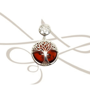 DIJE PLATA FIGURA ARBOL DE LA VIDA AMBAR