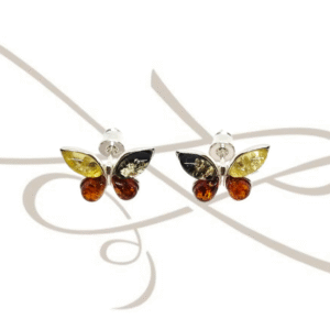 BROQUEL PLATA FIGURA MARIPOSA AMBAR