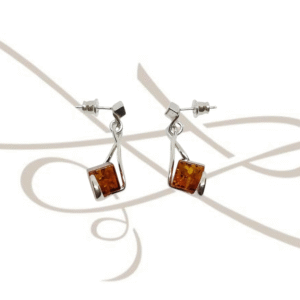 ARETE PLATA LISO CUADRADO AMBAR