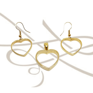 JUEGO ORO LAMINADO SILUETA CORAZON LISO